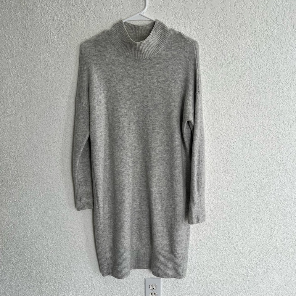 Grey Mock Neck Sweater Dress